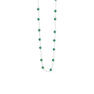 Necklace 1882 in Silver with Green agate 45 cm