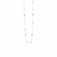 Necklace 1882 in Silver with Mix: aquamarine, white moonstone, peach moonstone 45 cm