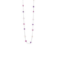 Necklace 1882 in Silver with Mix: amethyst, light pink freshwater pearl, purple freshwater pearl 45 cm