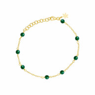 Bracelet 1882 in Gold plated silver with Green agate 20 cm