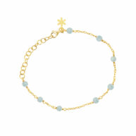 Bracelet 1882 in Gold plated silver with Aquamarine 20 cm