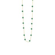 Necklace 1882 in Gold plated silver with Green agate 45 cm