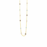 Necklace 1882 in Gold plated silver with Mix: amazonite, grey moonstone, white freshwater pearl 45 cm