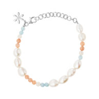 Bracelet 1886 in Silver with Mix: aquamarine, white moonstone, peach moonstone, white freshwater pearl 20 cm