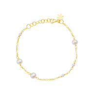 Bracelet 1887 in Gold plated silver with White freshwater pearl 20 cm