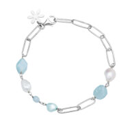 Bracelet 1888 in Silver with Mix: aquamarine, amazonite, freshwater pearls 20 cm