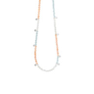 Necklace 1890 in Silver with Mix: aquamarine, white moonstone, peach moonstone 45 cm