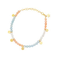 Bracelet 1890 in Gold plated silver with Mix: aquamarine, white moonstone, peach moonstone 20 cm