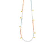 Necklace 1890 in Gold plated silver with Mix: aquamarine, white moonstone, peach moonstone 45 cm