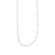 Necklace 1899 in Polished silver with White freshwater pearl 45 cm