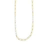 Necklace 1899 in Polished gold plated silver with White freshwater pearl 45 cm
