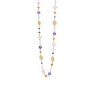 Necklace 1901 in Silver with Mix: amethyst, coloured freshwater pearls, carnelian, peach moonstone, rose quartz 45 cm
