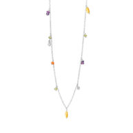 Necklace 1904 in Silver with Mix: Amethyst, iolite, carnelian, peridote, coloured freshwater pearls