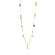 Necklace 1904 in Gold plated silver with Mix: Amethyst, iolite, carnelian, peridote, coloured freshwater pearls