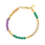 Bracelet 1906 in Gold plated silver with Mix: amethyst, green agate, peach moonstone, rutilated quartz 20 cm