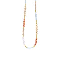 Necklace 1906 in Gold plated silver with Mix: aquamarine, peach moonstone, coloured freshwater pearls 45 cm