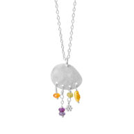 Necklace 1908 in Silver with Mix: Amethyst, iolite, carnelian, peridote, coloured freshwater pearls