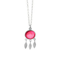 Necklace 1911 in Silver with Pink crystal