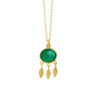 Necklace 1911 in Gold plated silver with Green agate