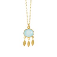 Necklace 1911 in Gold plated silver with Light blue crystal