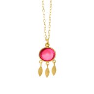 Necklace 1911 in Gold plated silver with Pink crystal