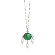 Necklace 1925 in Silver with Green agate 60 cm