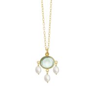 Necklace 1925 in Gold plated silver with Green quartz 60 cm