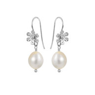 Earrings 3780 in Silver with White freshwater pearl