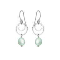 Earrings 4007 in Silver with Mint green freshwater pearl