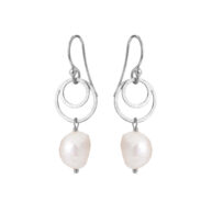 Earrings 4007 in Silver with White freshwater keshi pearl