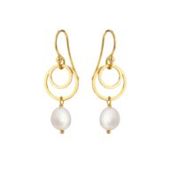 Earrings 4007 in Gold plated silver with White freshwater pearl