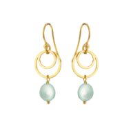 Earrings 4007 in Gold plated silver with Mint green freshwater pearl