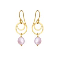 Earrings 4007 in Gold plated silver with Light purple freshwater pearl