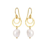 Earrings 4007 in Gold plated silver with White freshwater keshi pearl