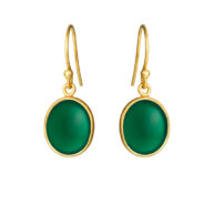 Earrings 4014 in Gold plated silver with Green agate