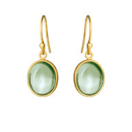 Earrings 4014 in Gold plated silver with Green quartz