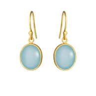 Earrings 4014 in Gold plated silver with Light blue crystal