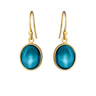 Earrings 4014 in Gold plated silver with London blue crystal