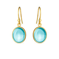 Earrings 4014 in Gold plated silver with Synthetic blue topaz