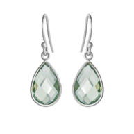 Earrings 4055 in Silver with Green quartz