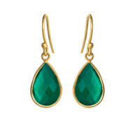 Earrings 4055 in Gold plated silver with Green agate