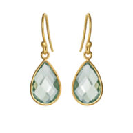 Earrings 4055 in Gold plated silver with Green quartz