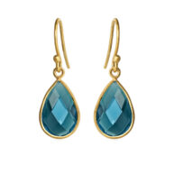 Earrings 4055 in Gold plated silver with London blue crystal