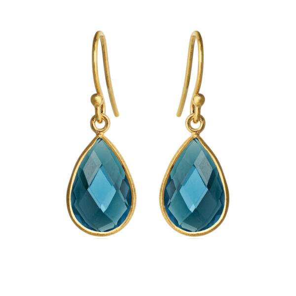 Earrings in gold plated silver, london blue crystal / 4055-2-174 ...