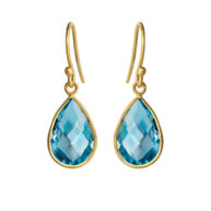 Earrings 4055 in Gold plated silver with Synthetic blue topaz