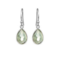 Earrings 4068 in Silver with Green quartz