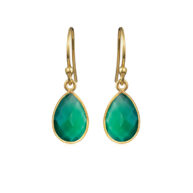 Earrings 4068 in Gold plated silver with Green agate
