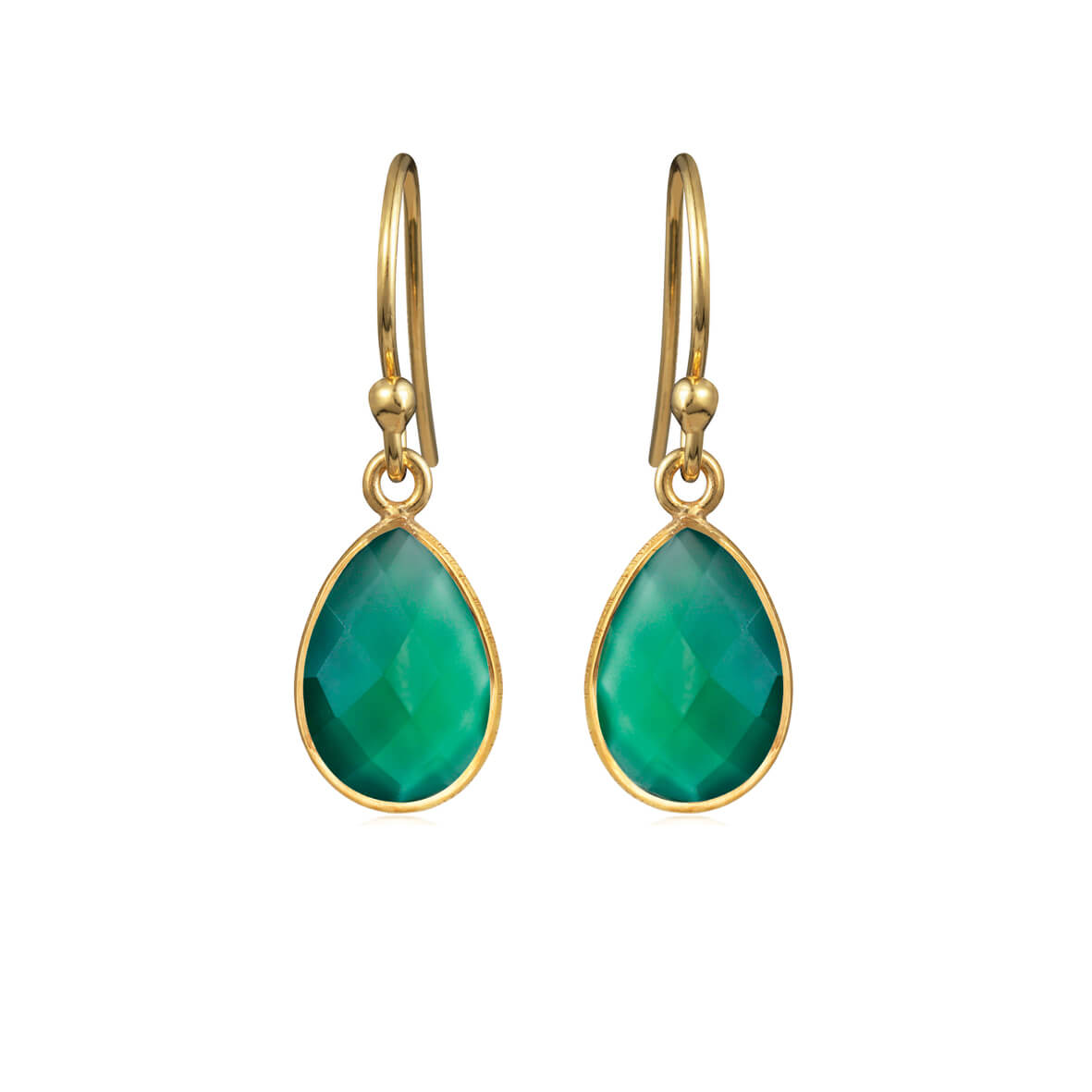 Earrings in gold plated silver with green agate / 4068-2-102 - Susanne ...