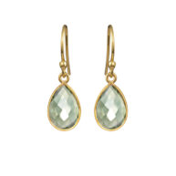 Earrings 4068 in Gold plated silver with Green quartz