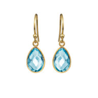 Earrings 4068 in Gold plated silver with Synthetic blue topaz